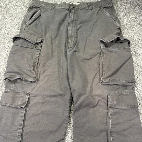 Vintage American Eagle Brown Cargo Pants Faded Y2k Essential Style Baggy 36/31 - Picture 3 of 12